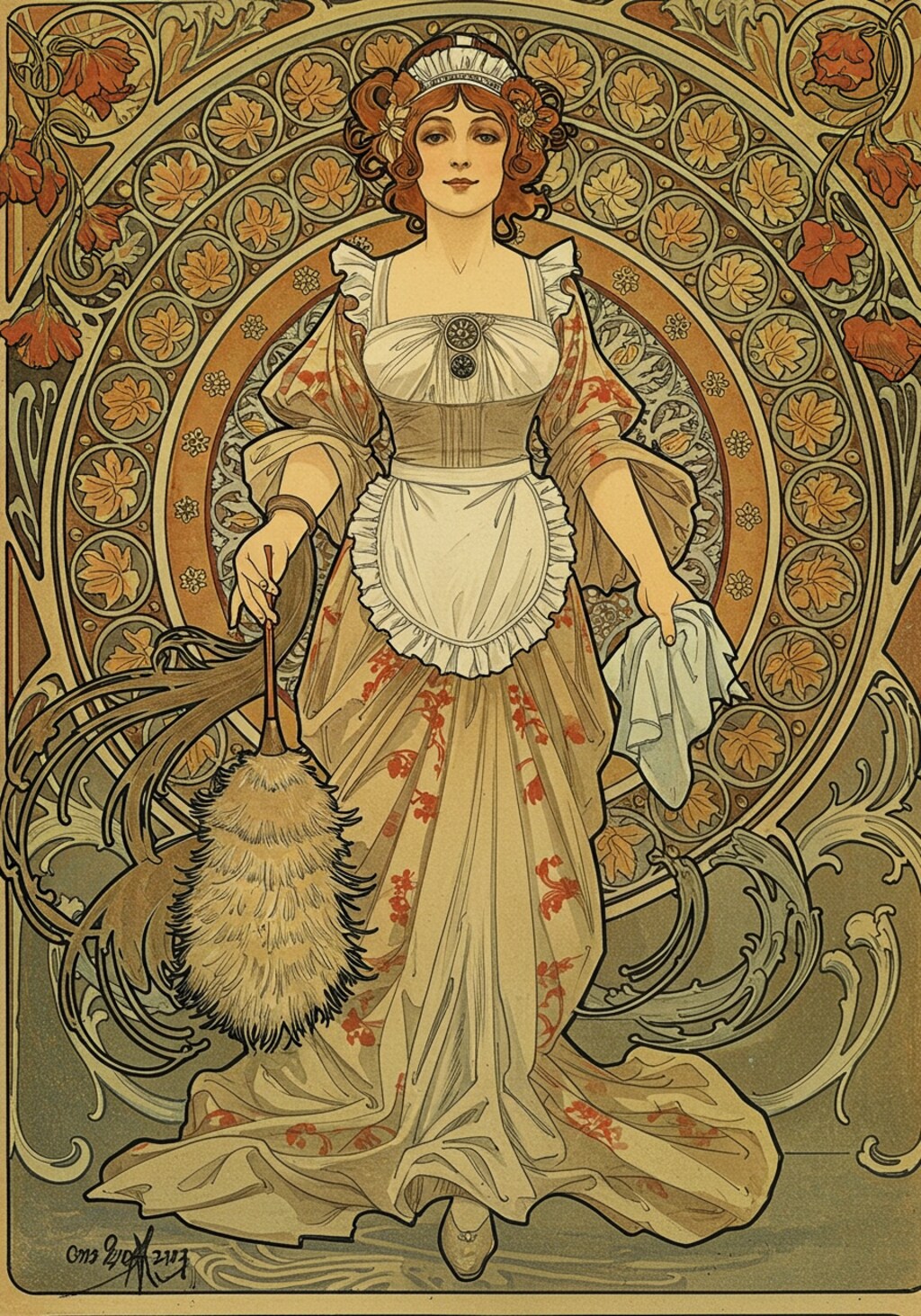 メイドさん（ミュシャ風味）　250609