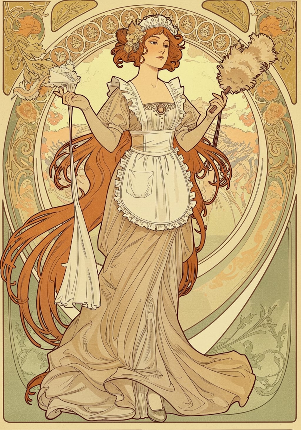 メイドさん（ミュシャ風味）　250609