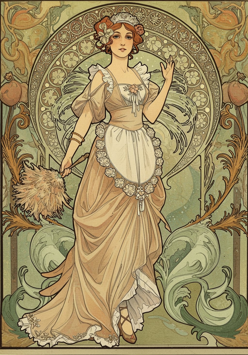 メイドさん（ミュシャ風味）　250609