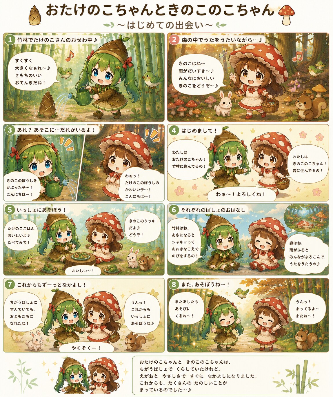 おたけのこちゃんときのこのこちゃん