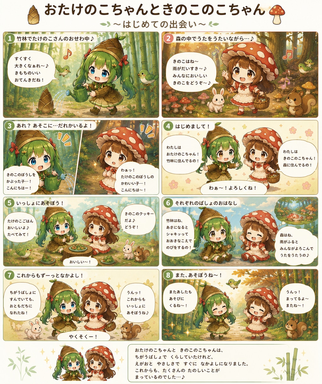 おたけのこちゃんときのこのこちゃん