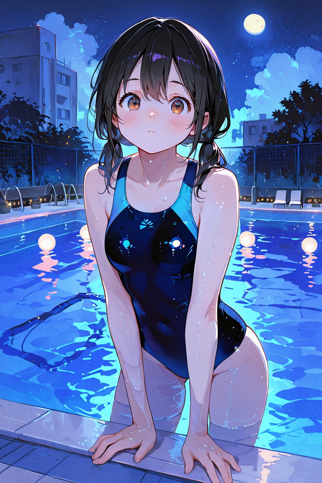 月夜のプール