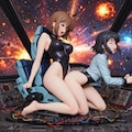 超新星爆発に巻き込まれ宇宙船ごと爆散寸前なのに？最後の百合ックスをしちゃうハイレグ美少女船員達💕♪ 2枚目