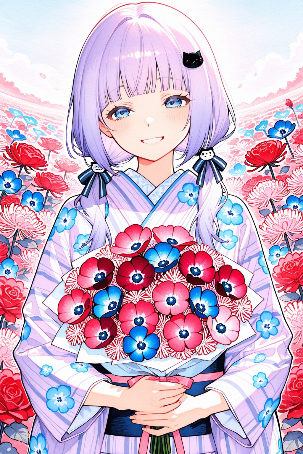 ちちぷいありがとうの紫髪ちゃん | の人気AIイラスト・グラビア