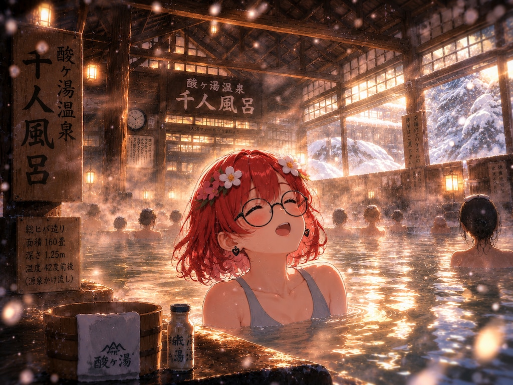 湯煙にほどける冬の微笑み