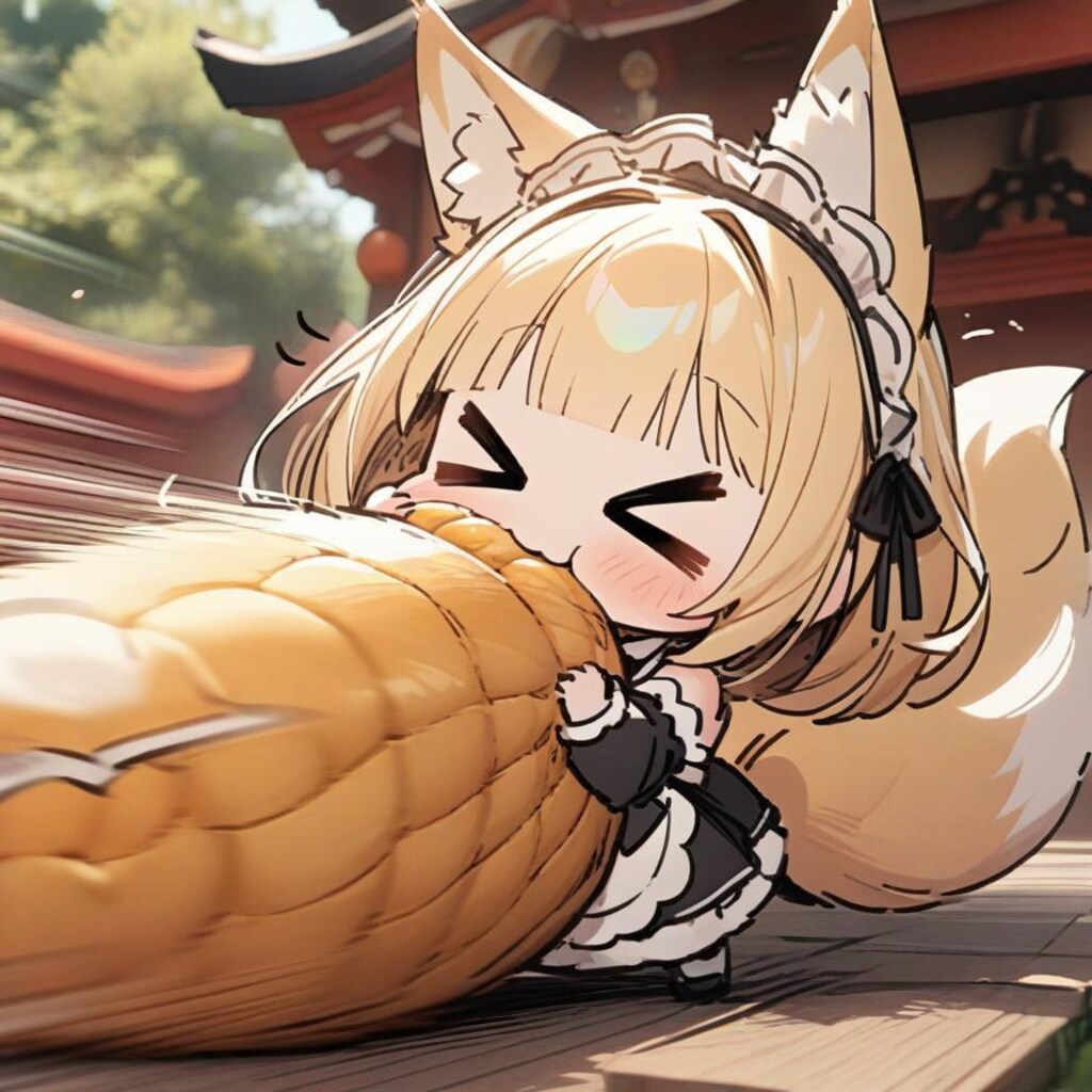 🦊🌽横 向 き コ ー ン チ ャ レ ン ジ🌽🦊