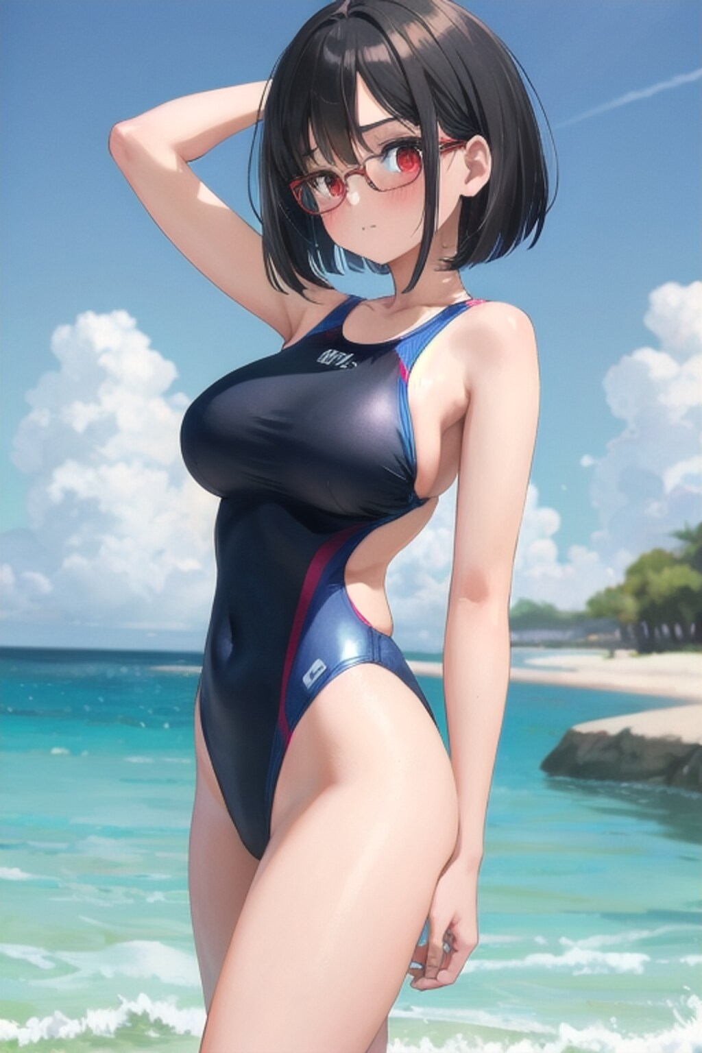 黒髪水着少女その2