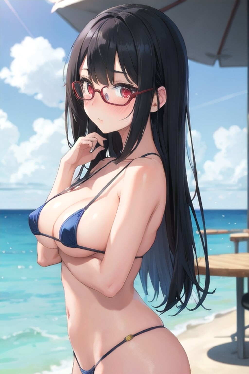 黒髪水着少女その2