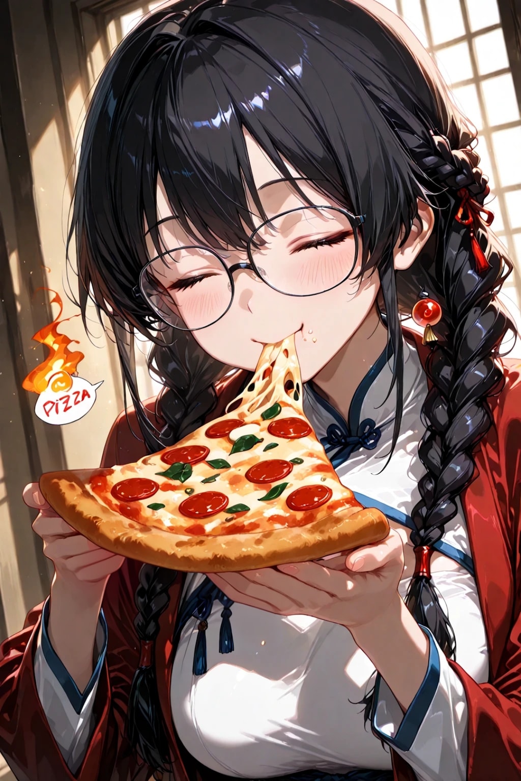 ただピザを食べるだけ