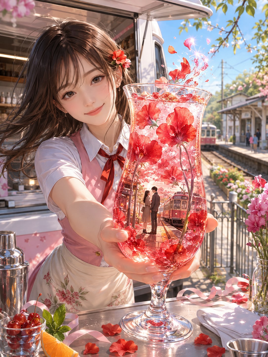 春のホームに咲いた、赤いスイートピー・ブリーズおまたせしました！
