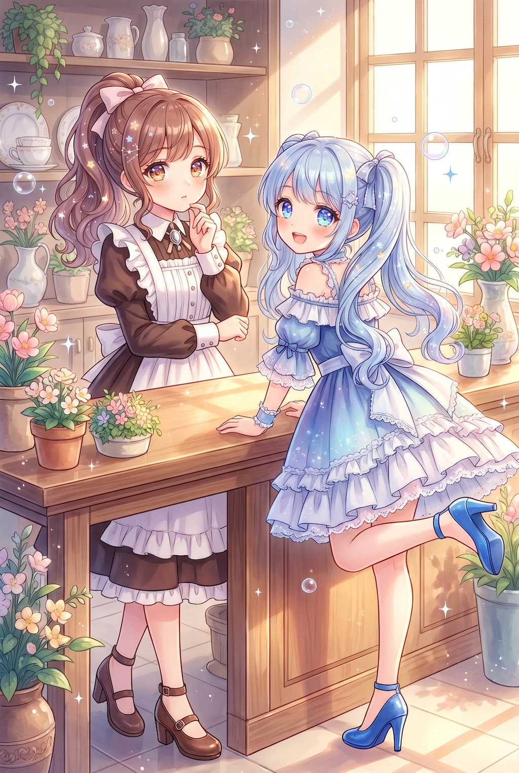 玻璃窓辺の花語