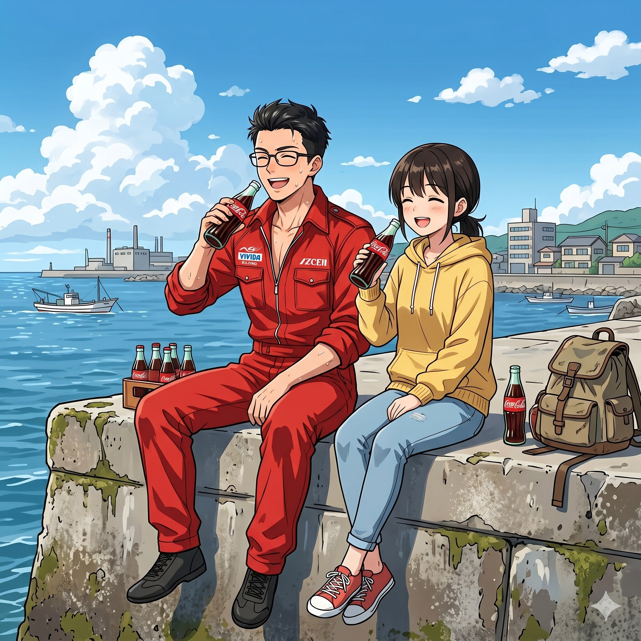 堤防にて