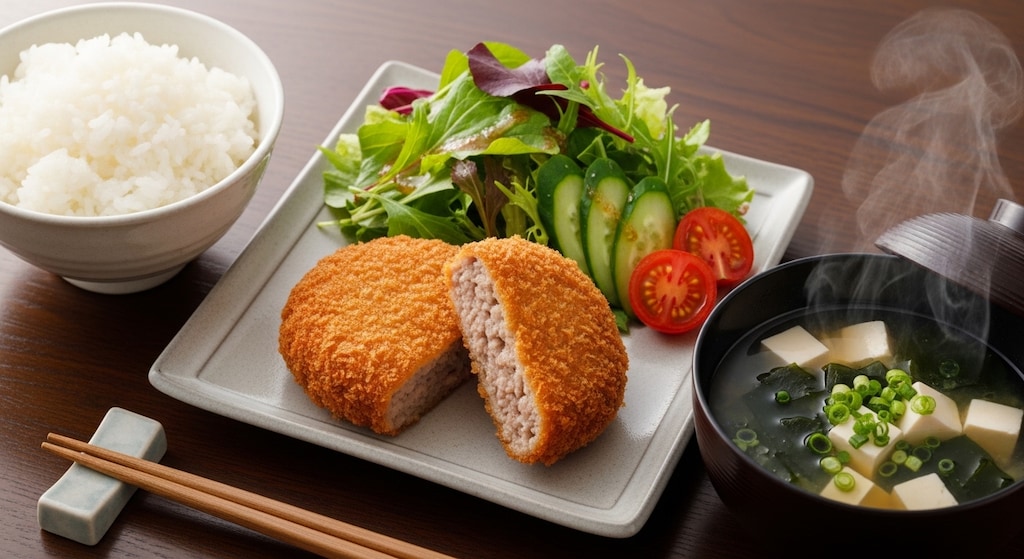 摩訶不思議食堂のメンチカツ定食お持ち帰り用弁当付き