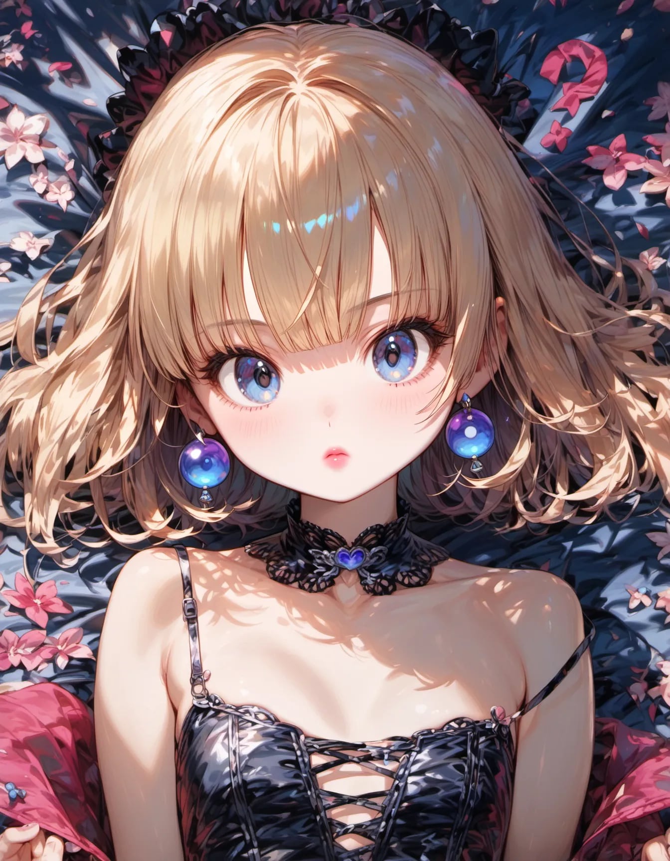 Sapphire Gaze Among Petals | の人気AIイラスト・グラビア