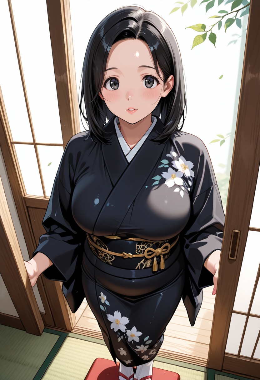 シックな黒い着物