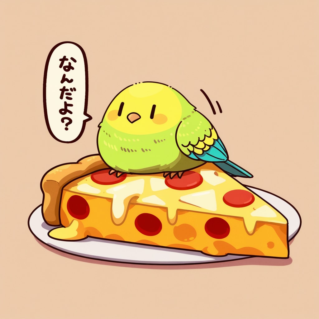 ピザ食う喋るインコ