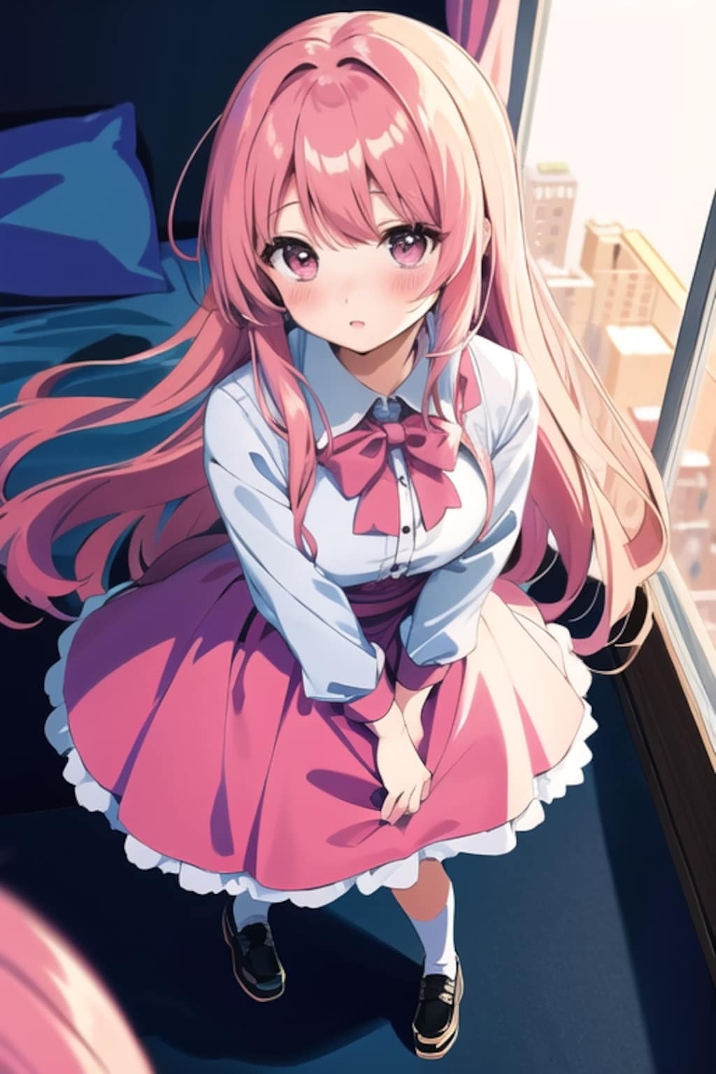 高いマンションにて