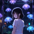 微光に結ばれる光跡のシルエット（イラスト） 9枚目
