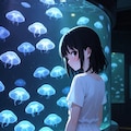 微光に結ばれる光跡のシルエット（イラスト） 10枚目