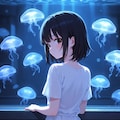 微光に結ばれる光跡のシルエット（イラスト） 8枚目