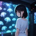 微光に結ばれる光跡のシルエット（イラスト） 5枚目