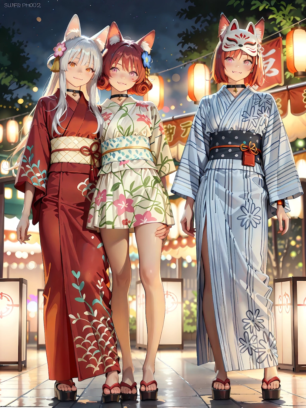 当神社の夏祭りにカエデちゃんをご招待