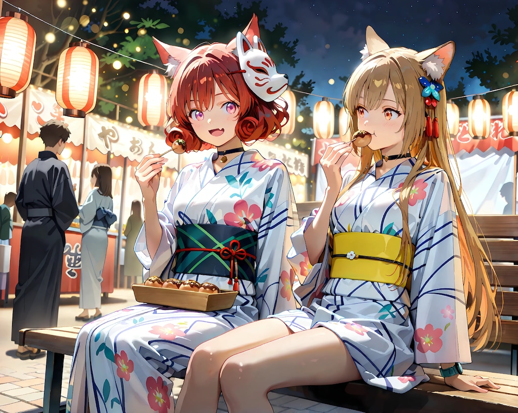 当神社の夏祭りにカエデちゃんをご招待