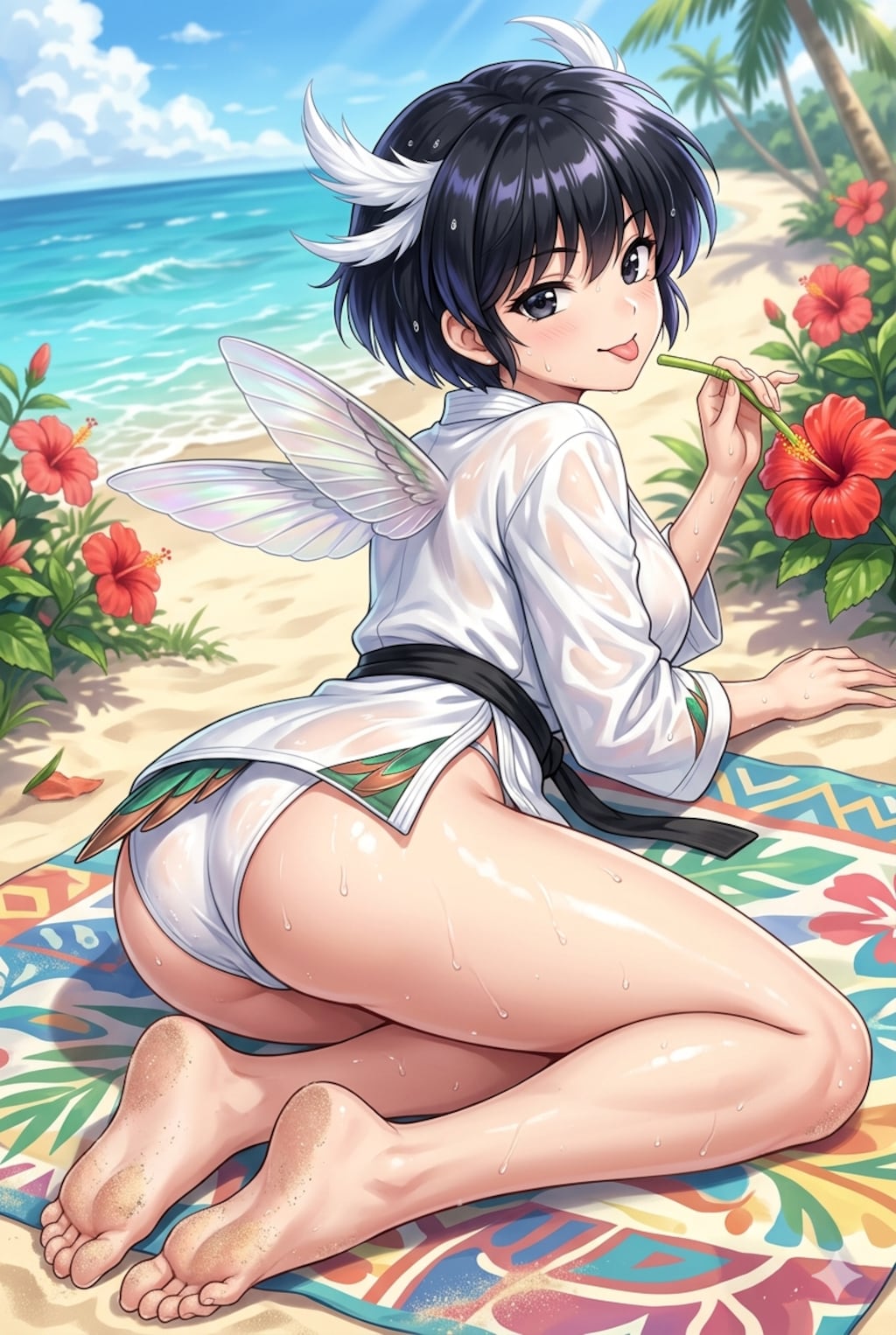 ハチドリ擬人化(水着・寝そべり振り返り)詰め合わせ