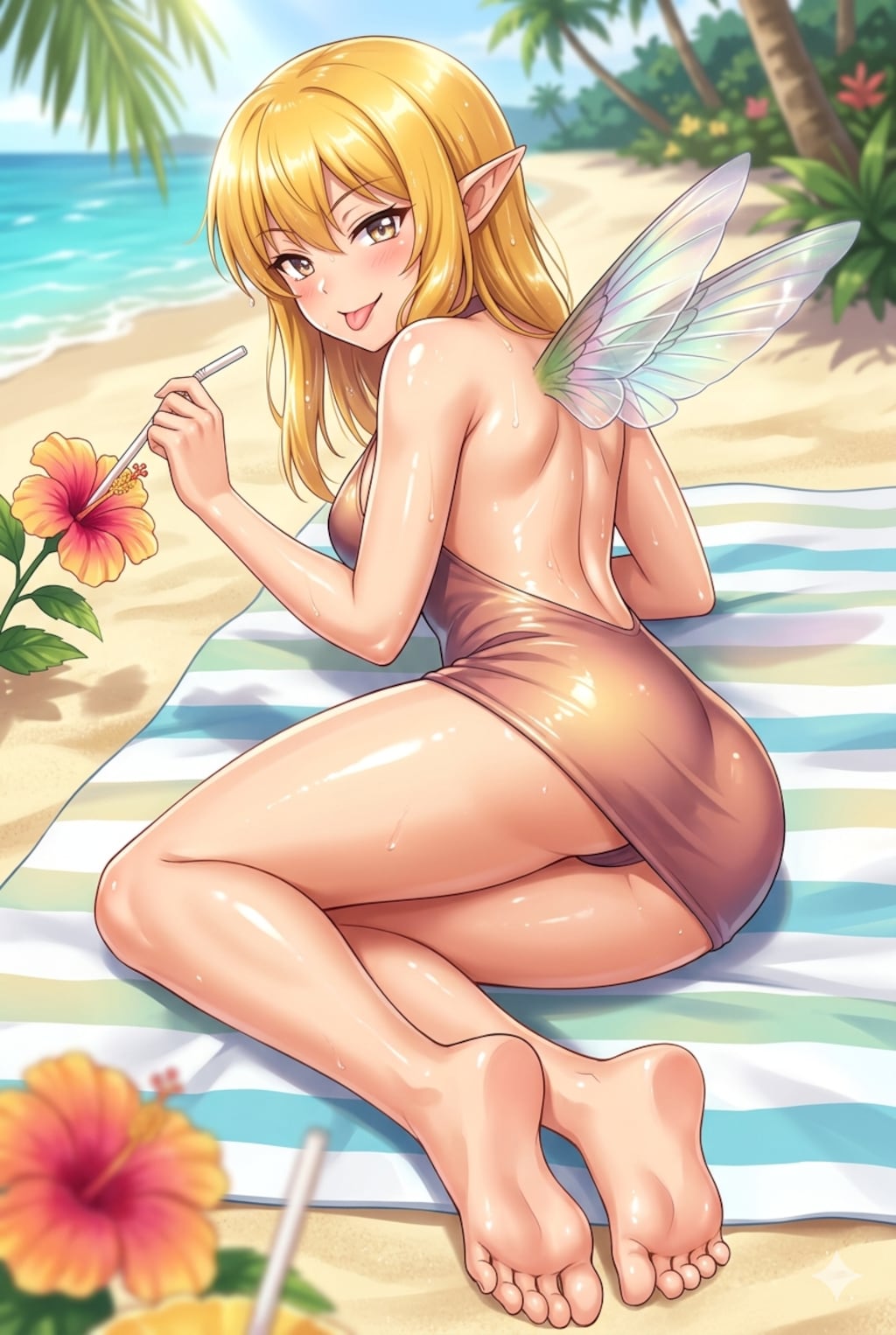 ハチドリ擬人化(水着・寝そべり振り返り)詰め合わせ