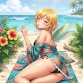 ハチドリ擬人化(水着・寝そべり振り返り)詰め合わせ 5枚目