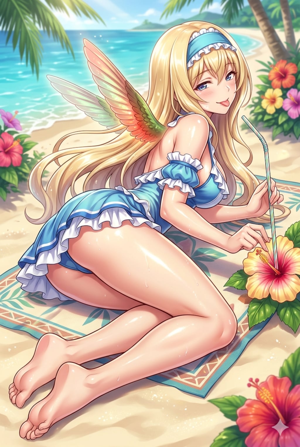 ハチドリ擬人化(水着・寝そべり振り返り)詰め合わせ
