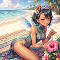 ハチドリ擬人化(水着・寝そべり振り返り)詰め合わせ 3枚目
