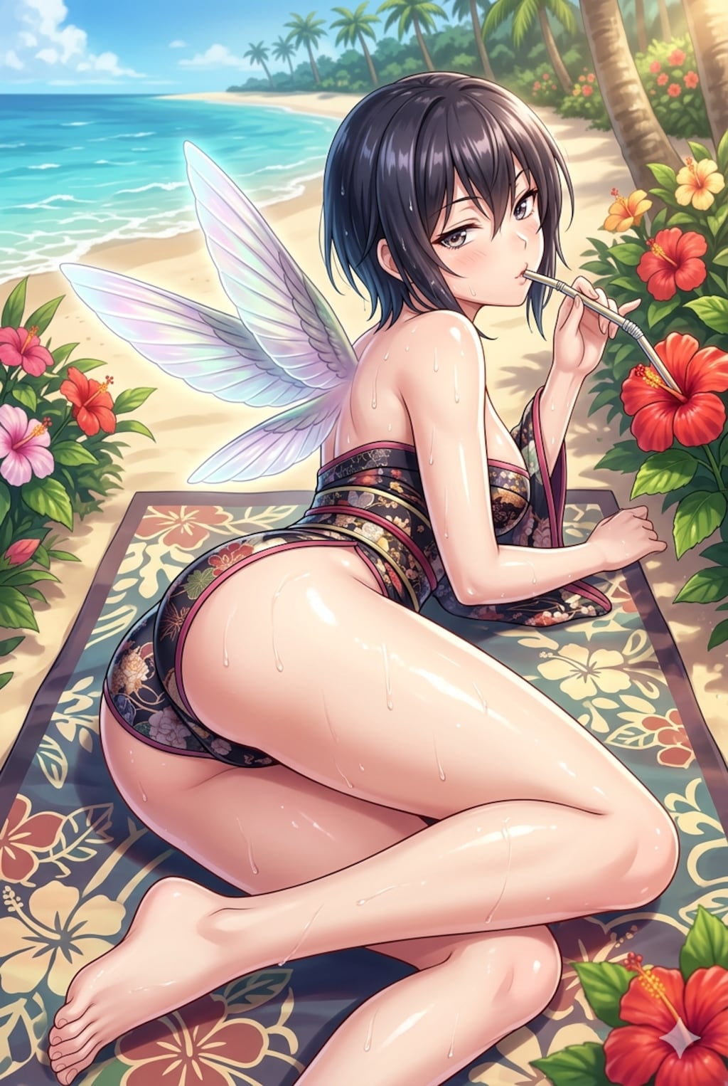 ハチドリ擬人化(水着・寝そべり振り返り)詰め合わせ