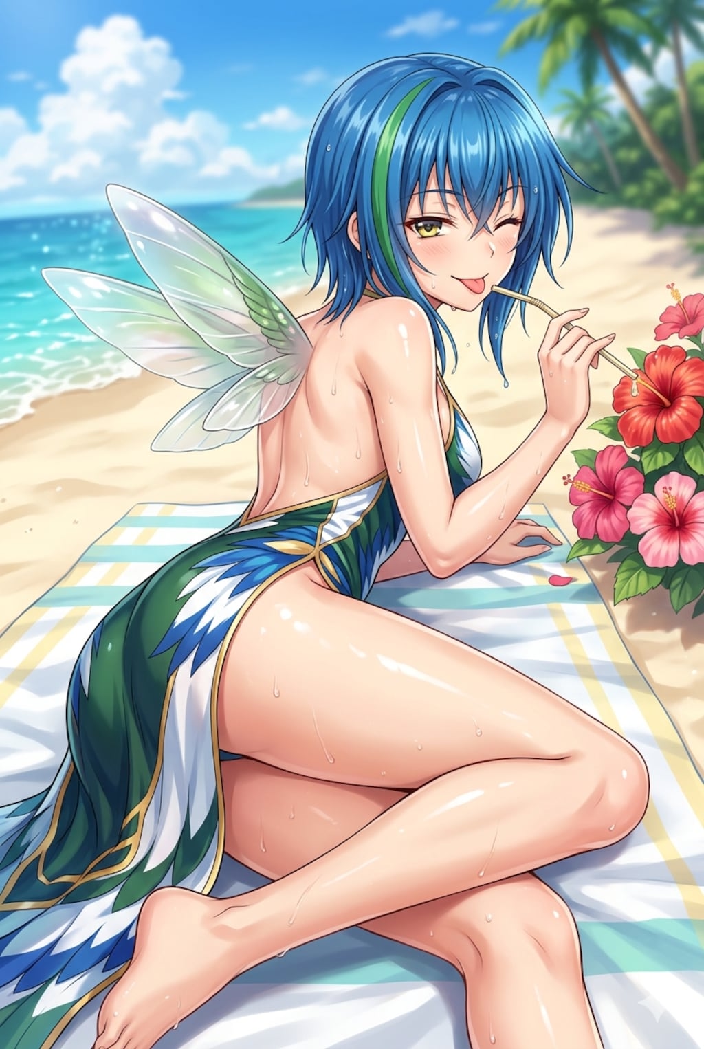 ハチドリ擬人化(水着・寝そべり振り返り)詰め合わせ