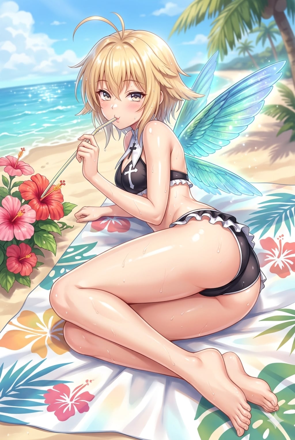 ハチドリ擬人化(水着・寝そべり振り返り)詰め合わせ