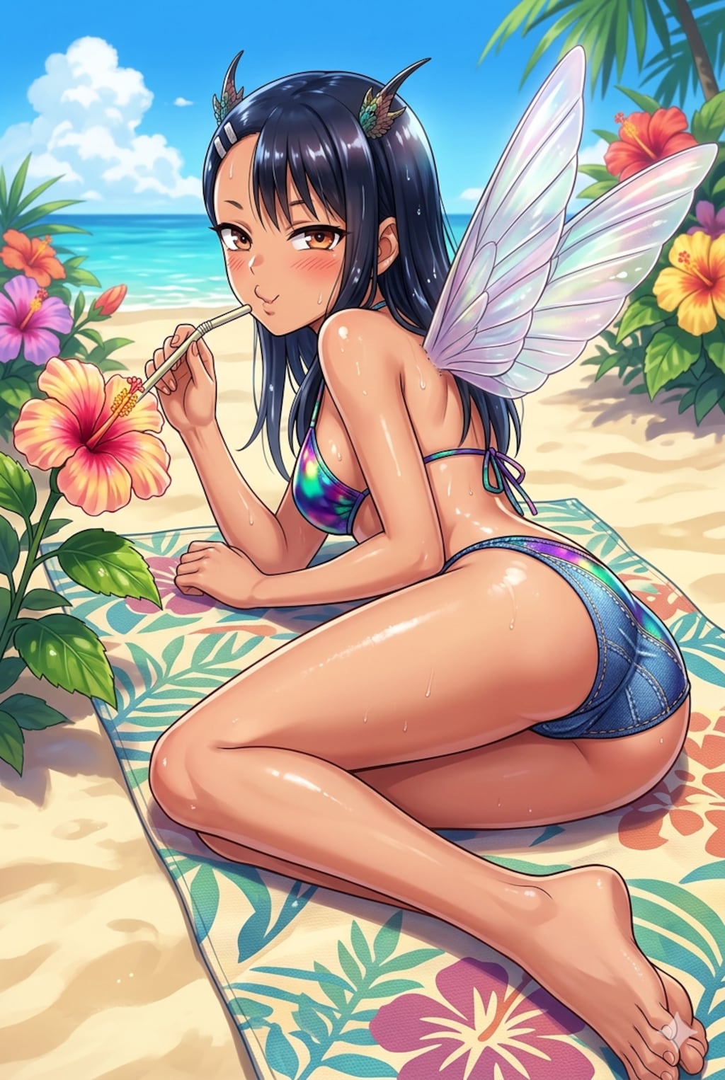 ハチドリ擬人化(水着・寝そべり振り返り)詰め合わせ