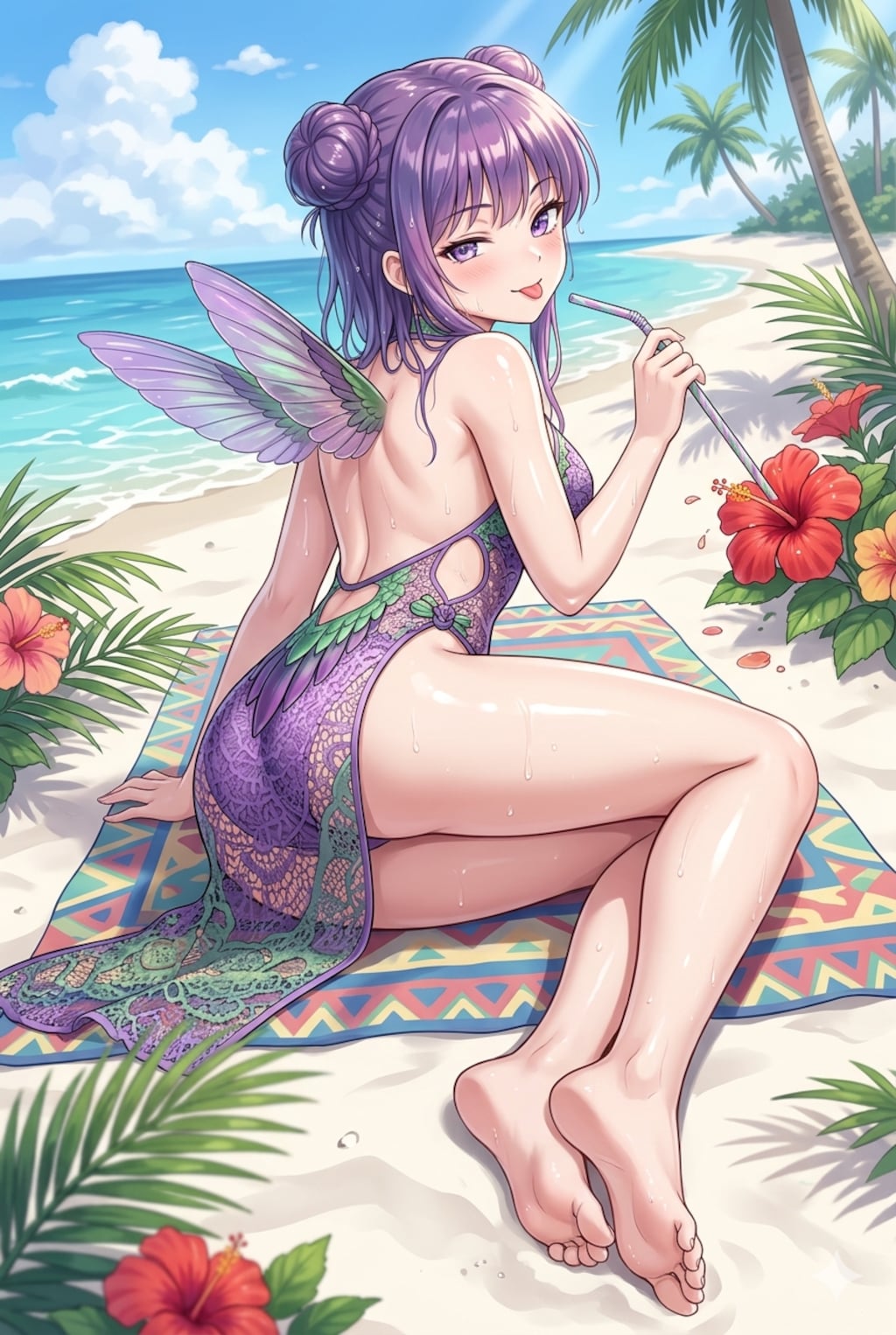 ハチドリ擬人化(水着・寝そべり振り返り)詰め合わせ