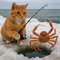 カニ漁をする猫 2枚目