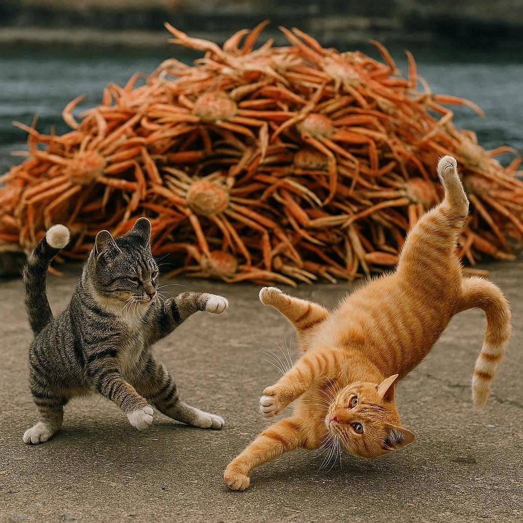 カニ漁をする猫