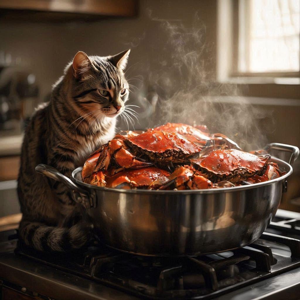 カニ漁をする猫