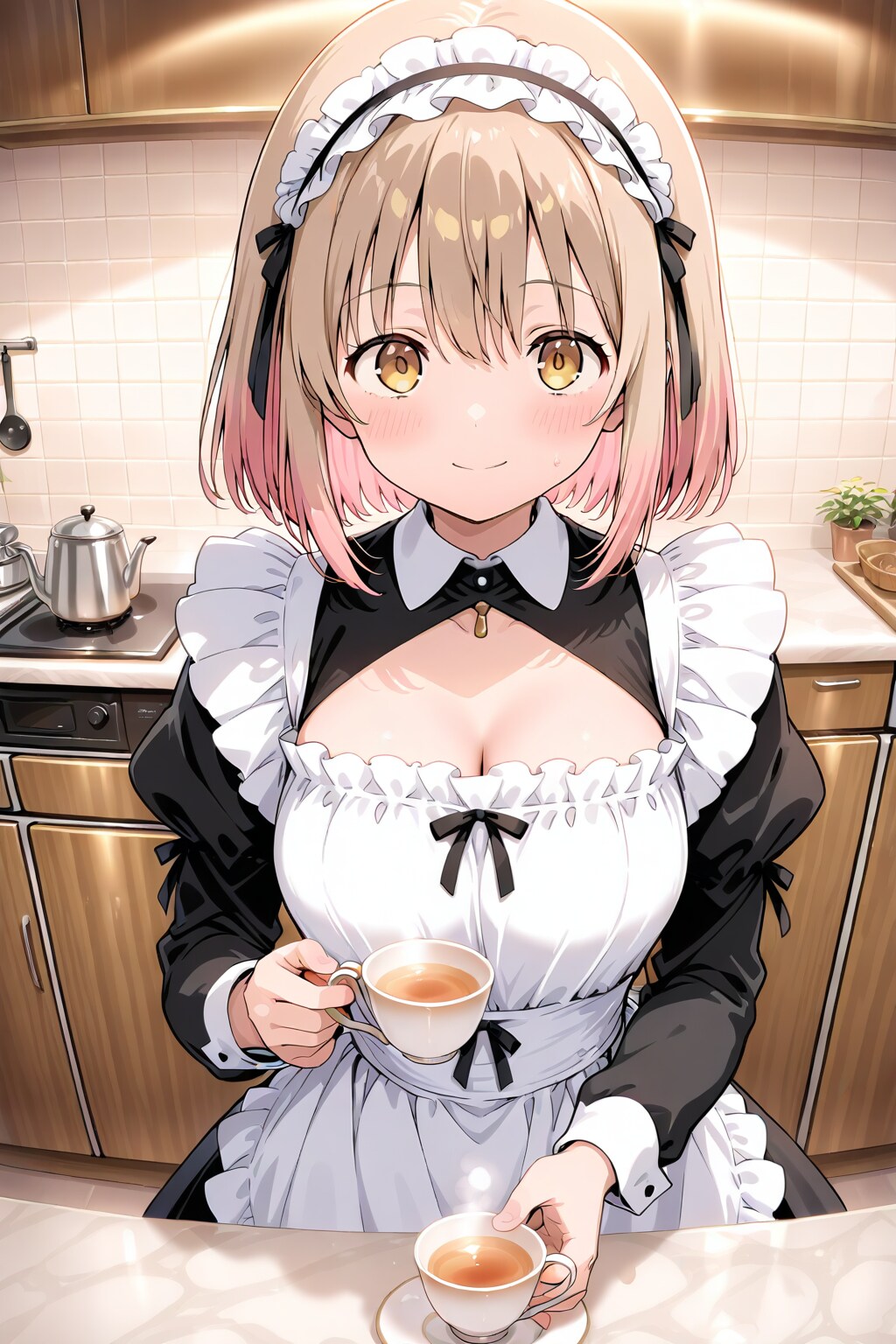 紅茶を入れるメイド