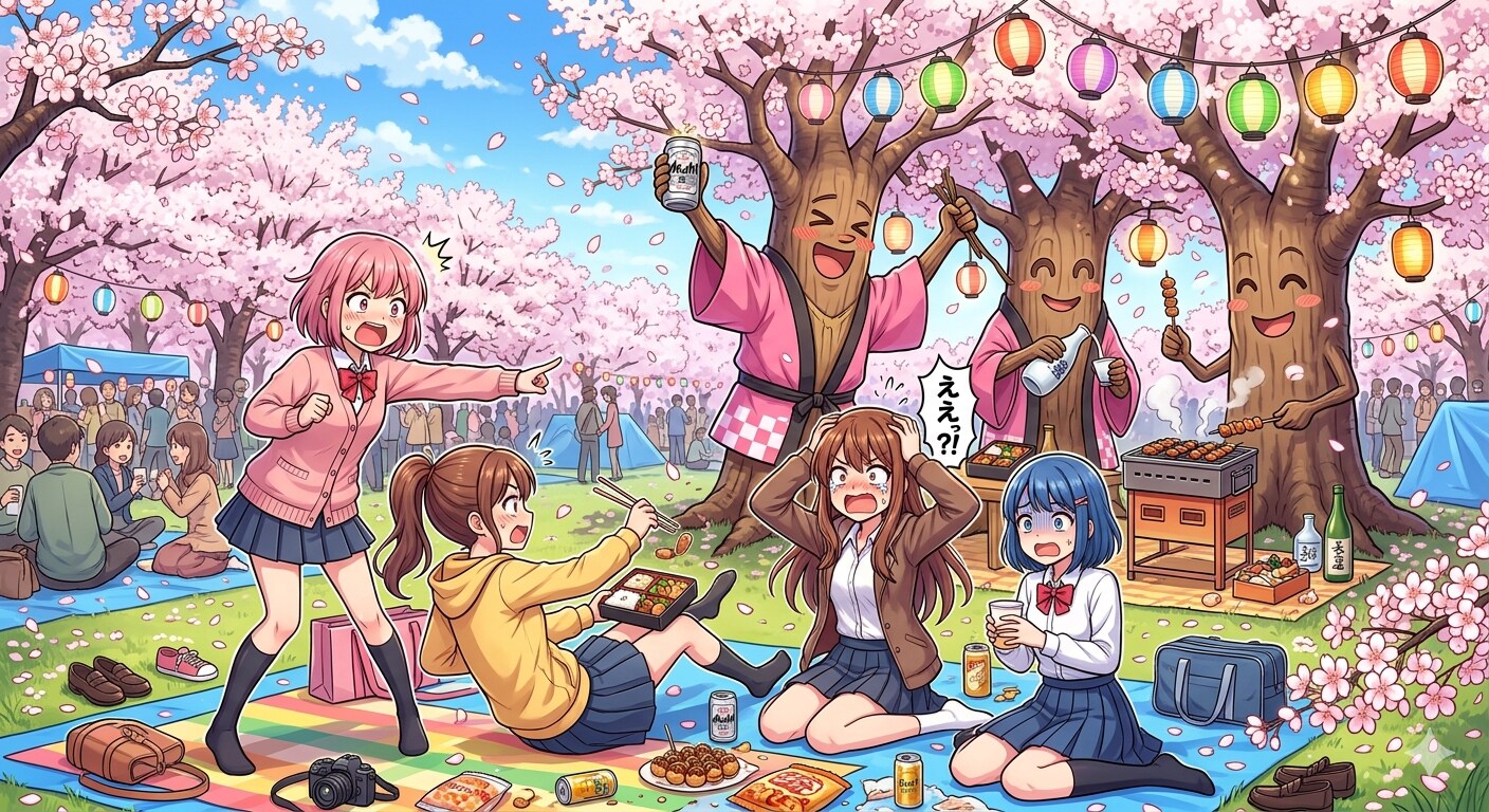 桜の木が宴会