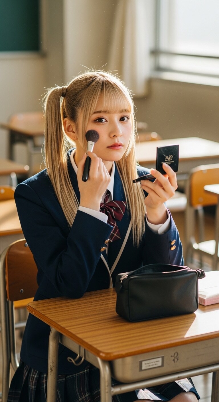 女子高生のメイク005