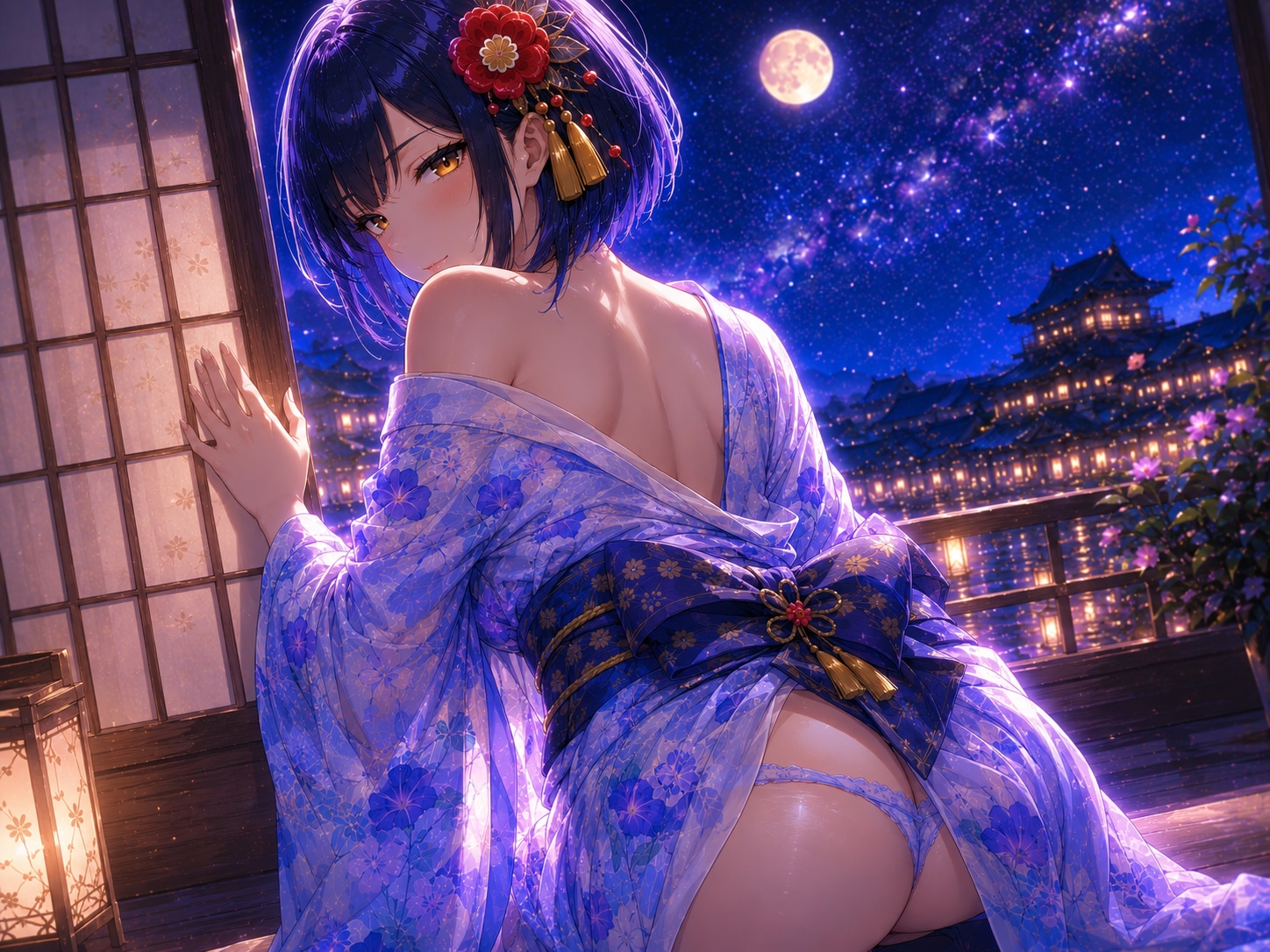 月夜に浴衣を着崩して…🌙