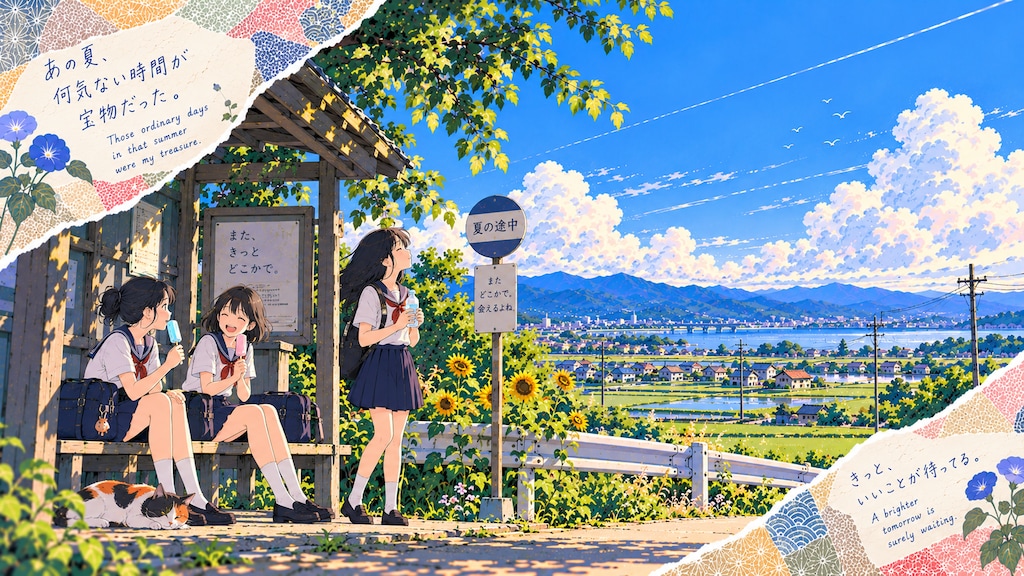 Those Ordinary Days  Set against a vibrant summer landscape overlooking a peaceful countryside town