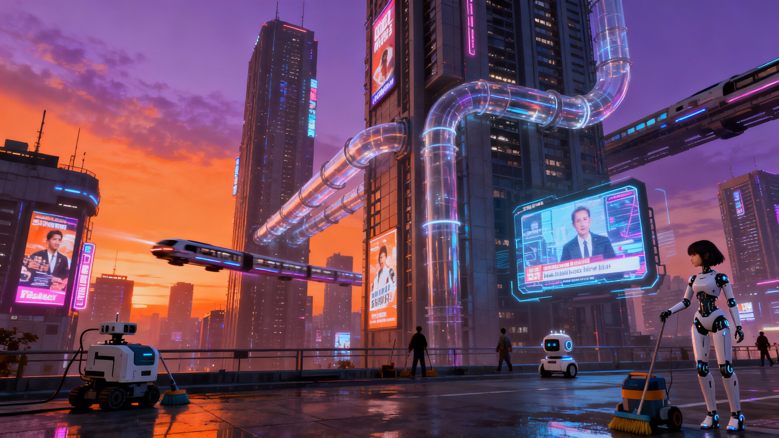 背景３３　未来都市の夕方 | の人気AIイラスト・グラビア