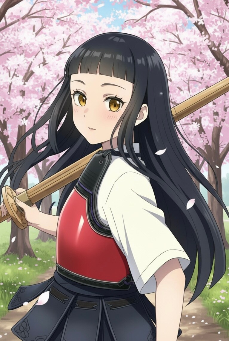 王道！黒髪ロング前髪ぱっつん少女！