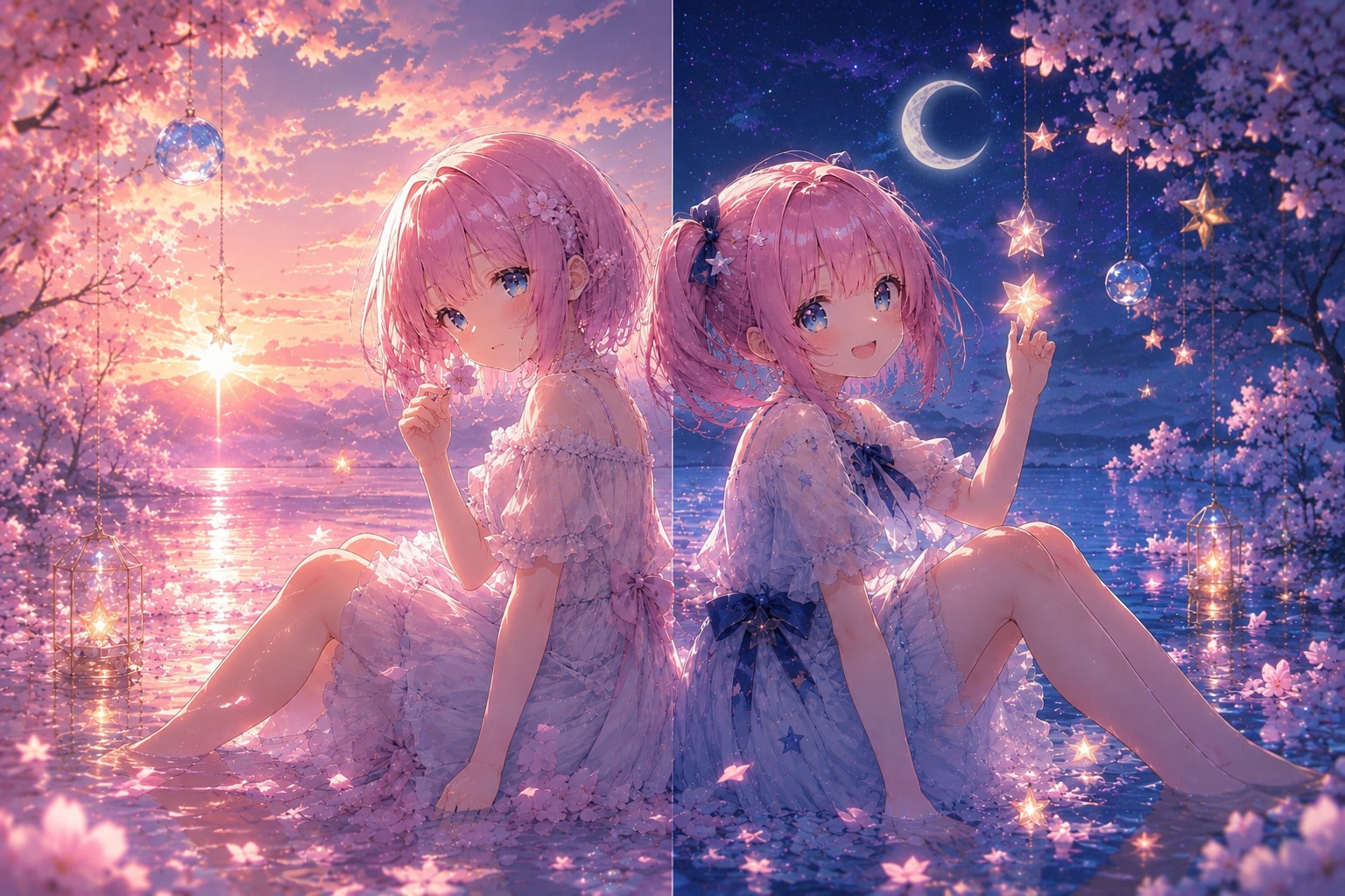 背中合わせの2人 | の人気AIイラスト・グラビア
