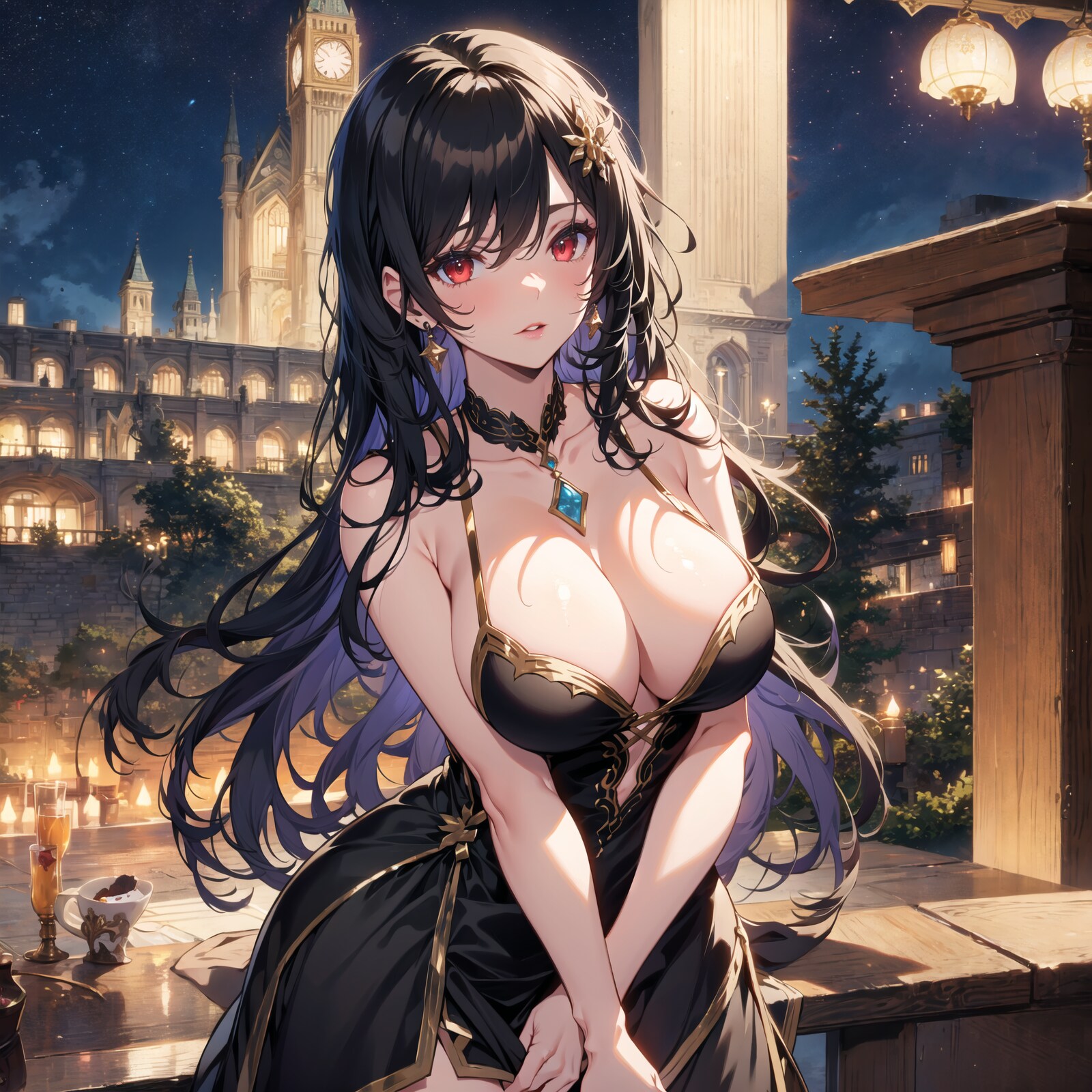 美女と夜景