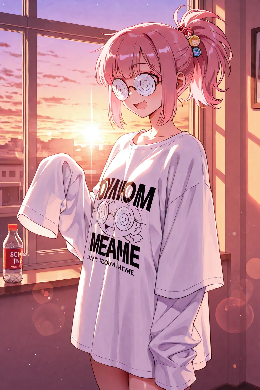 夕暮れのピンク髪ちゃん